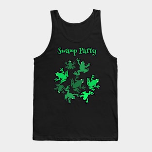 Frogs Swamp Party Green Tank Top